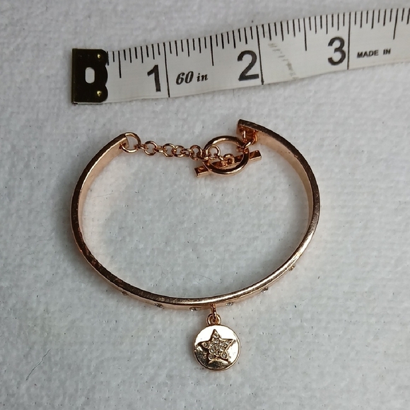 BCBGeneration Rose Gold Bangle Bracelet with Crystal Star Charm - Picture 3 of 5